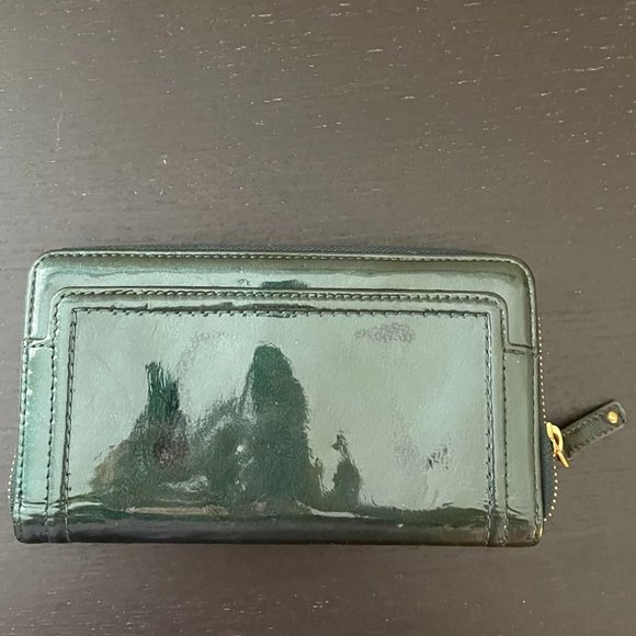 Vintage Juicy Couture Wallet Dark Green Leather & Gold Hardware Zip Wallet - Picture 3 of 10